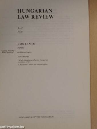 Hungarian Law Review 1-2/1978.