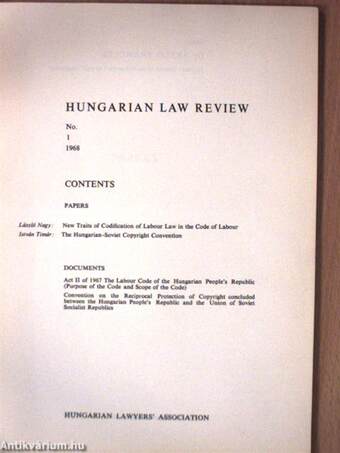 Hungarian Law Review 1/1968.