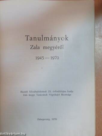 Tanulmányok Zala megyéről 1945-1970