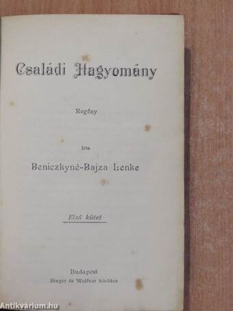 Családi hagyomány I-III.