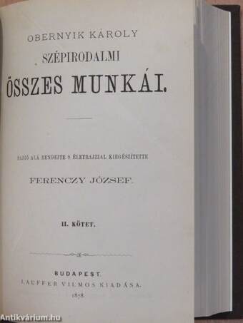 Obernyik Károly szépirodalmi összes munkái I-IV.