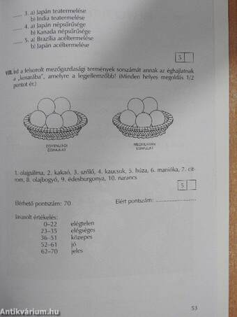 Témazáró feladatlapok az Európán kívüli kontinensek földrajzához