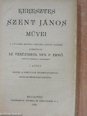 Keresztes Szent János művei I.