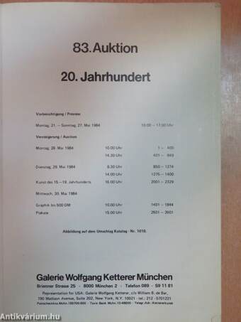 Galerie Wolfgang Ketterer München 83. Auktion