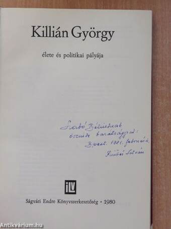 Killián György (dedikált példány)