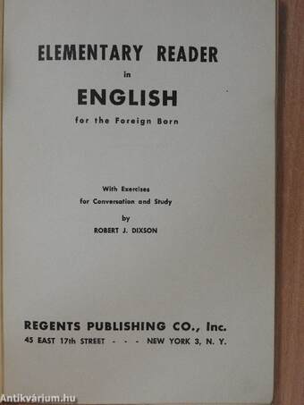 Elementary Reader in English for the Foreign Born