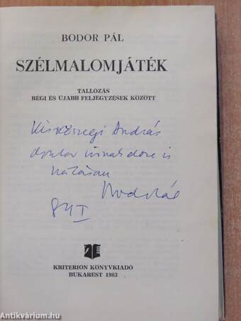 Szélmalomjáték (dedikált példány)