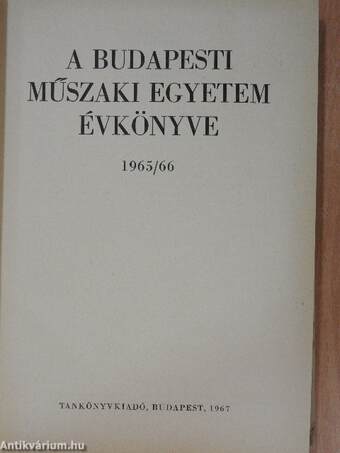 A Budapesti Műszaki Egyetem Évkönyve 1965/66