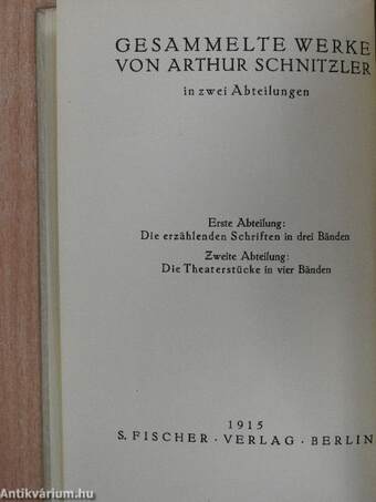 Die Theaterstücke von Arthur Schnitzler I-IV.