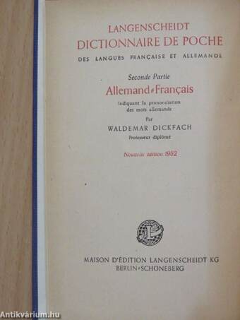 Langenscheidts Taschenwörterbuch der französischen und deutschen Sprache II.