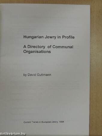 Hungarian Jewry in Profile