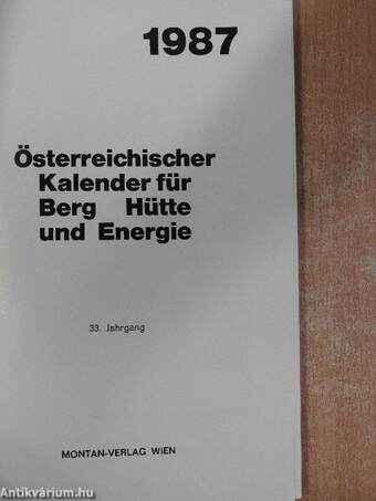 Österreichischer Kalender für Berg Hütte und Energie 1987