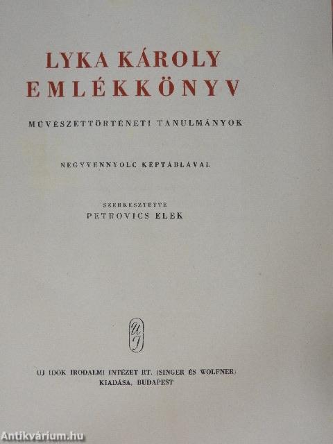 Lyka Károly emlékkönyv