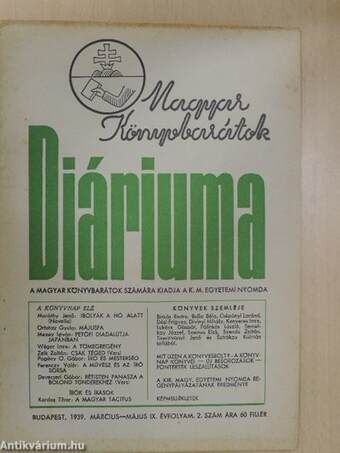 Magyar Könyvbarátok Diáriuma 1939. március-május