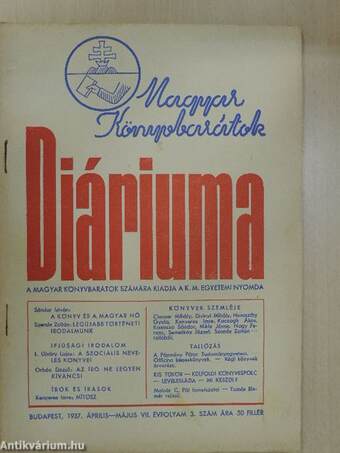 Magyar Könyvbarátok Diáriuma 1937. április-május