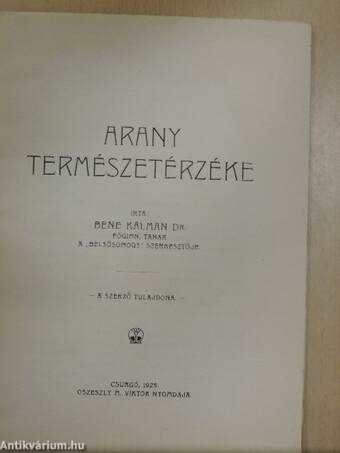 Arany természetérzéke