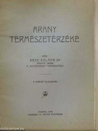 Arany természetérzéke