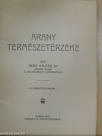 Arany természetérzéke