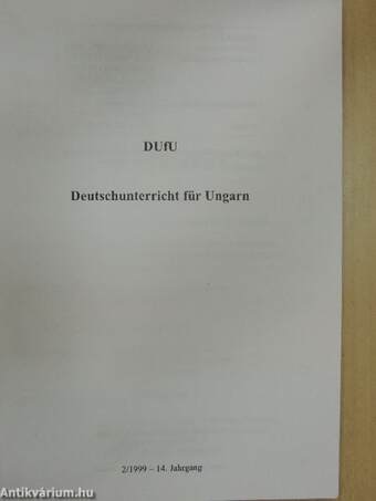 DufU Deutschunterricht für Ungarn 2/1999