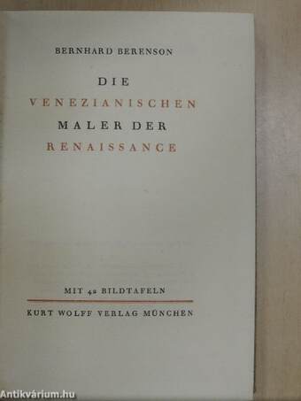 Die Venezianischen Maler der Renaissance