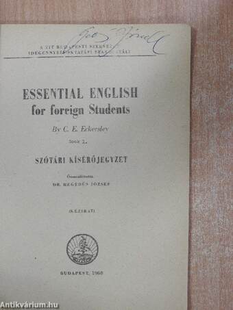 Essential English for Foreign Students 1.