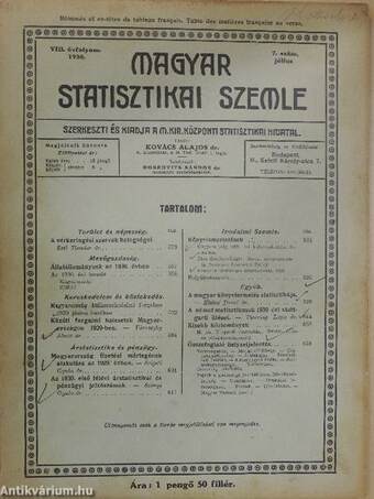 Magyar Statisztikai Szemle 1930. július