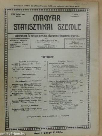 Magyar Statisztikai Szemle 1930. november