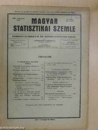 Magyar Statisztikai Szemle 1941. november