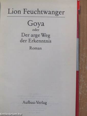 Goya oder Der arge Weg der Erkenntnis