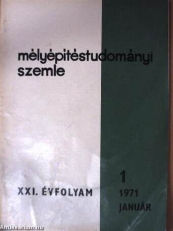 Mélyépítéstudományi Szemle 1971. január