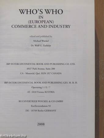 Who's Who in (European) Commerce and Industry 2008