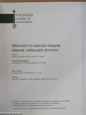 Nagyházi Galéria és Aukciósház 109. aukció