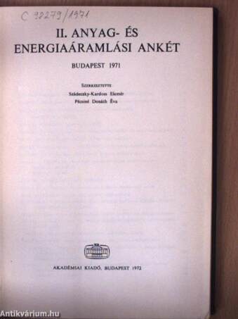 II. Anyag- és energiaáramlási ankét