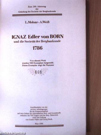 IGNAZ Edler von BORN und die Societät der Bergbaukunde 1786