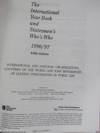 The International Year Book and Statesmen's Who's Who 1996/97