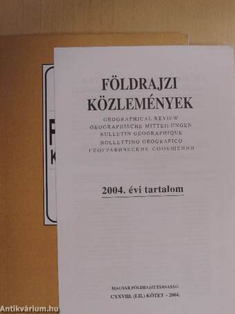 Földrajzi Közlemények 2004/1-4.