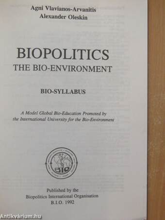 Biopolitics - The Bio-Environment - Bio-Syllabus