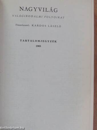 Nagyvilág 1965. január-december I-II.