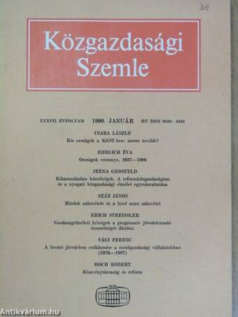 Közgazdasági Szemle 1990. január-december