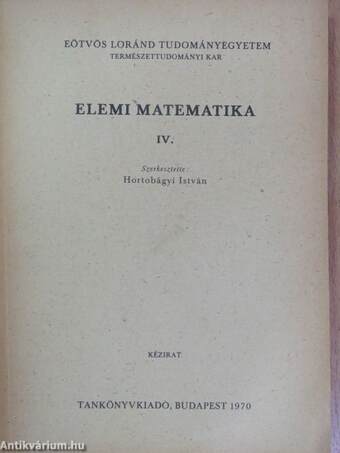 Elemi matematika IV.