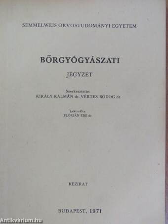 Bőrgyógyászati jegyzet