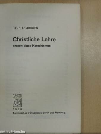 Christliche Lehre anstatt eines Katechismus