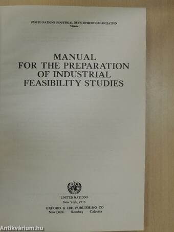 Manual for the Preparation of Industrial Feasibility Studies