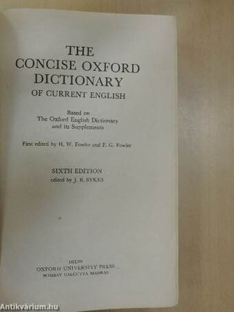 The Concise Oxford Dictionary of Current English