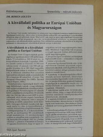 A kisvállalati politika az Európai Unióban és Magyarországon