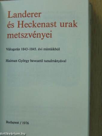 Landerer és Heckenast urak metszvényei/Legujabb iráspróbák Landerer és Heckenast pesti könyvnyomó-intézetéből (minikönyv) (számozott)