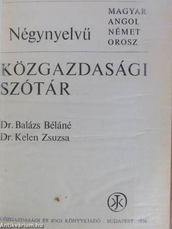 Négynyelvű közgazdasági szótár