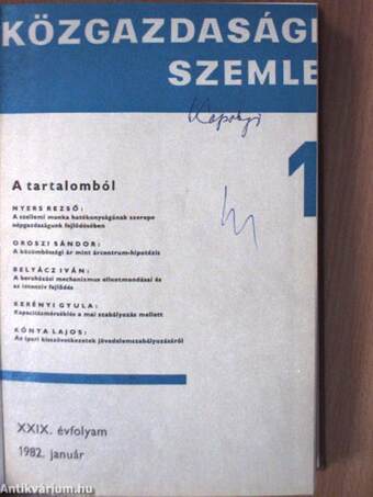 Közgazdasági Szemle 1982. január-december I-II.