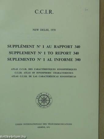 C.C.I.R. Supplément No. 1 au Rapport 340/Supplement No. 1 to Report 340/Suplemento No. 1 al Informe 340