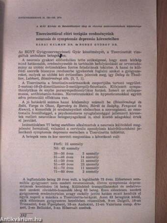 Tisercinettával elért terápiás eredményeink neurosis és symptomás depressio kóreseteiben